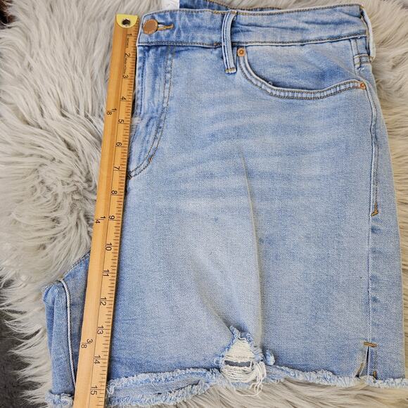 Dear John Julian Shorts High Rise Light Wash Distressed Raw Hem Denim Size 33 - Picture 11 of 13